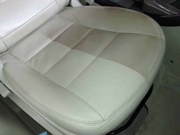 Antes e Depois Banco de couro Claro